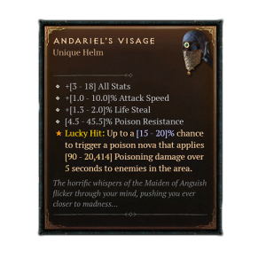 Buy Andariel S Visage Uber Unique Diablo 4 Service   Andariels Visage Unique Helm 0x300 