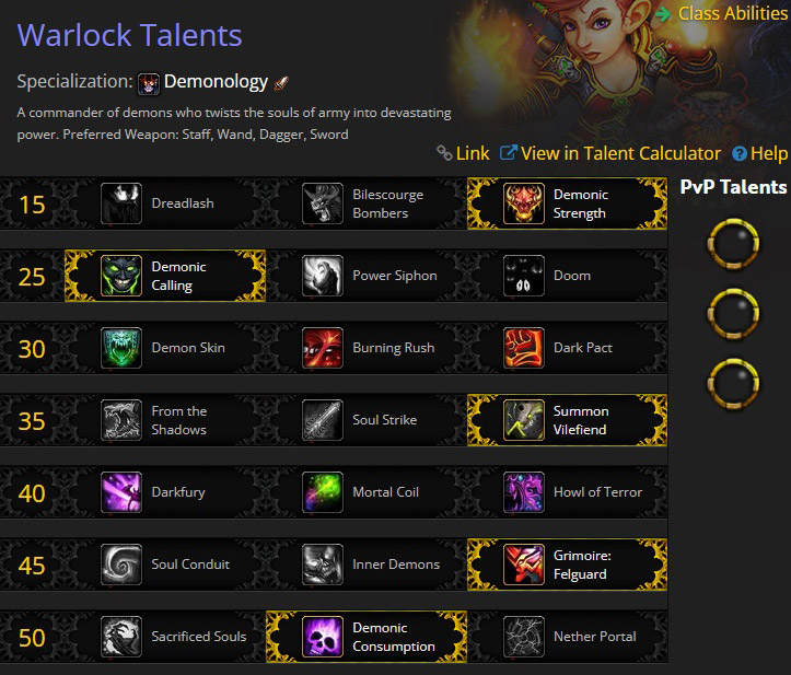 demonology warlock best talents for dungeons